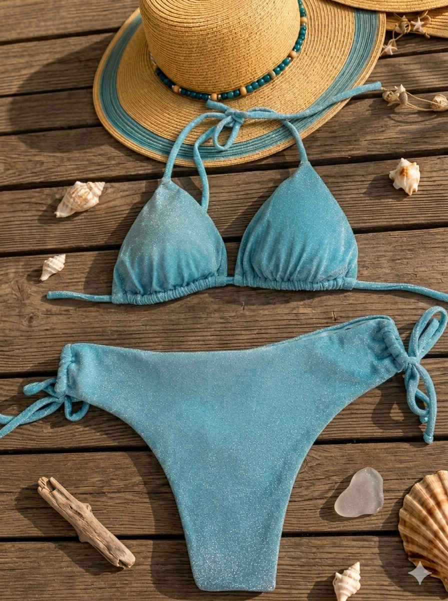 Ocean Sparkle Shimmer Triangle Bikini Set
