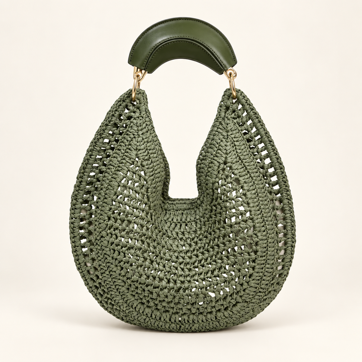 Olive Green Crochet Hobo Bag