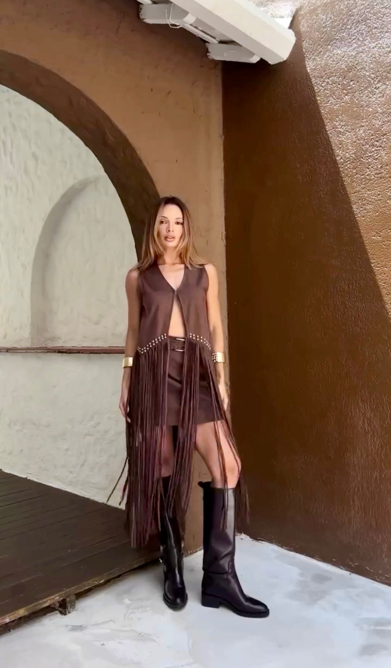 Colete Texas Fringe Brown