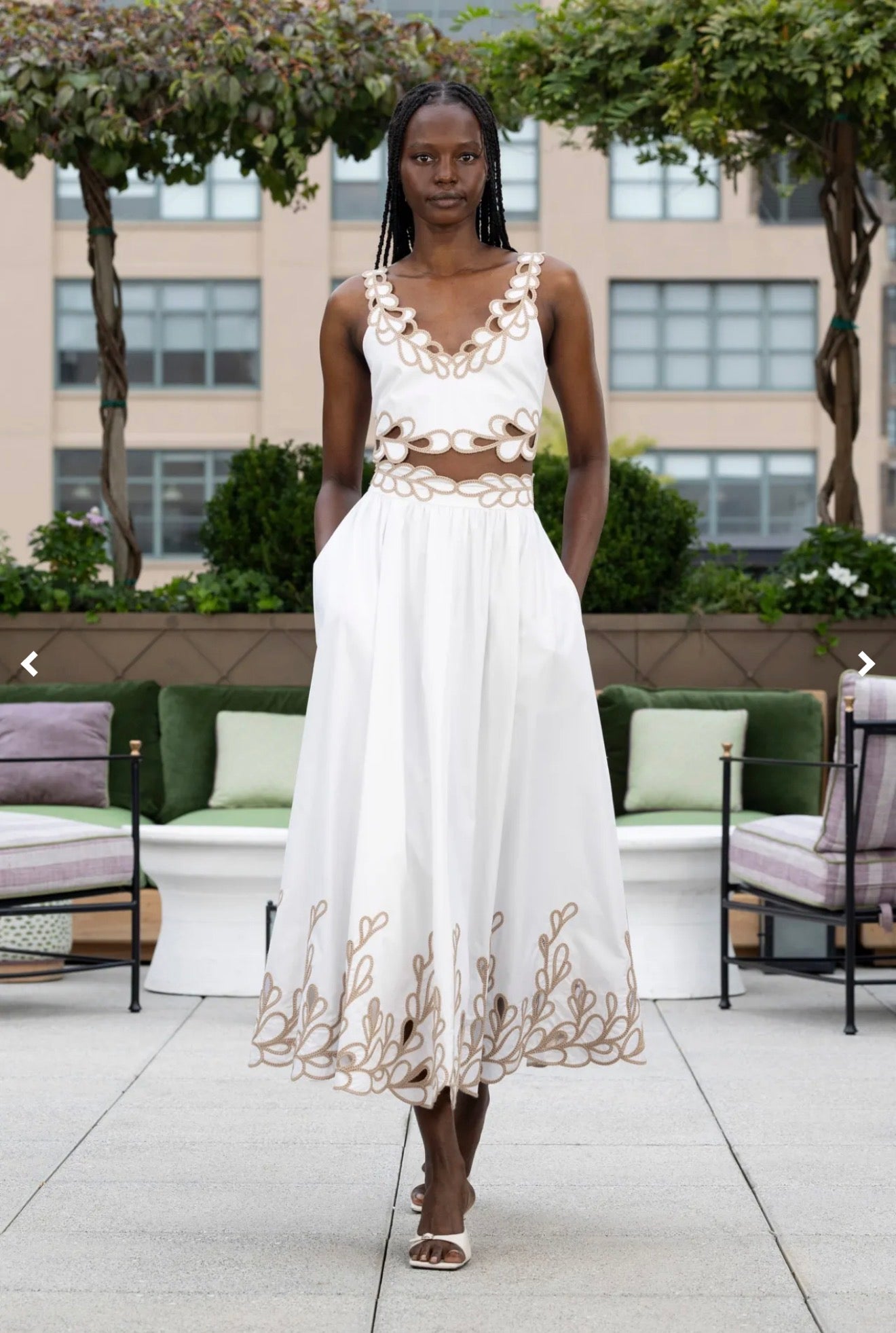 Scalloped Vine Embroidered Two‑Piece Set