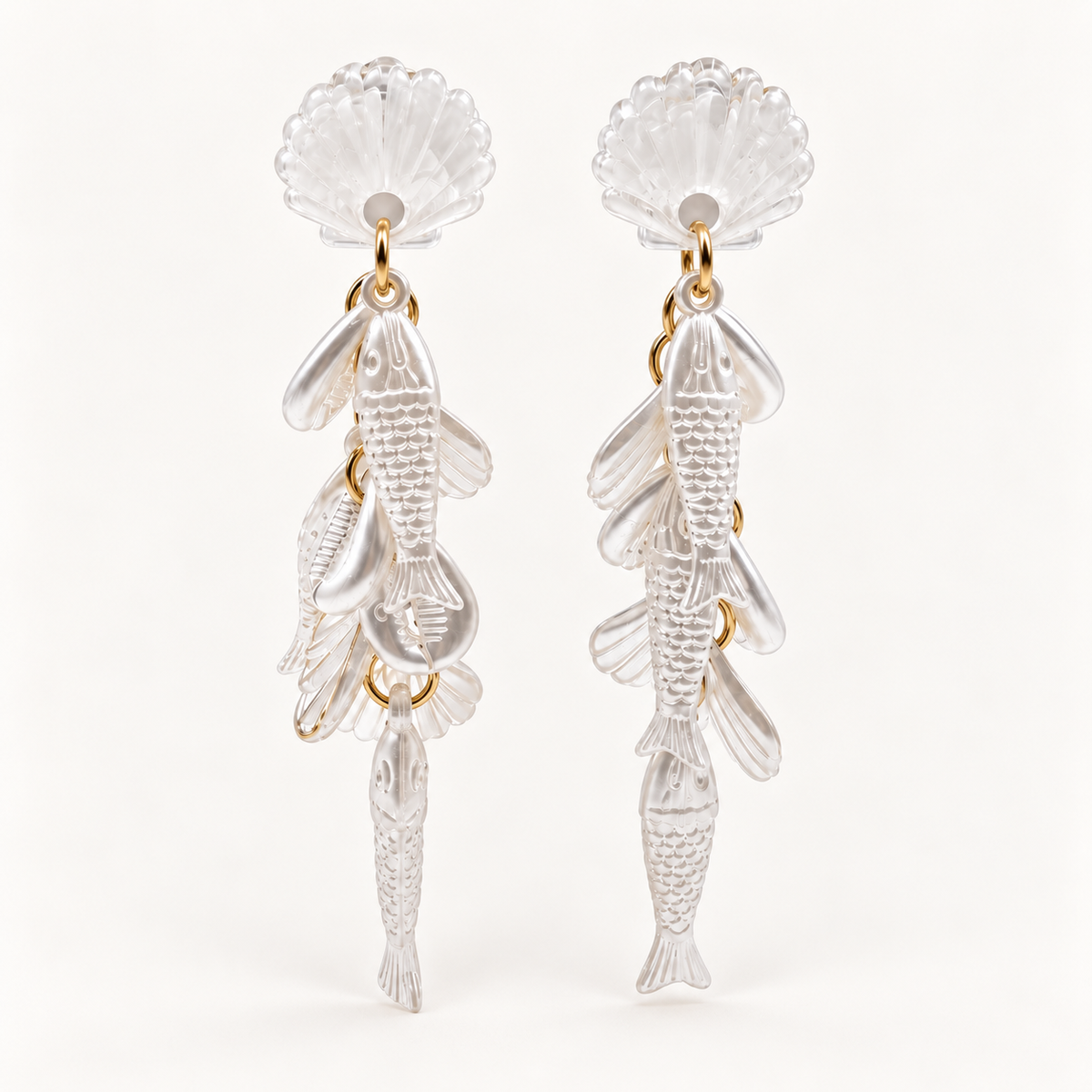 Coastal white Fish Earrings