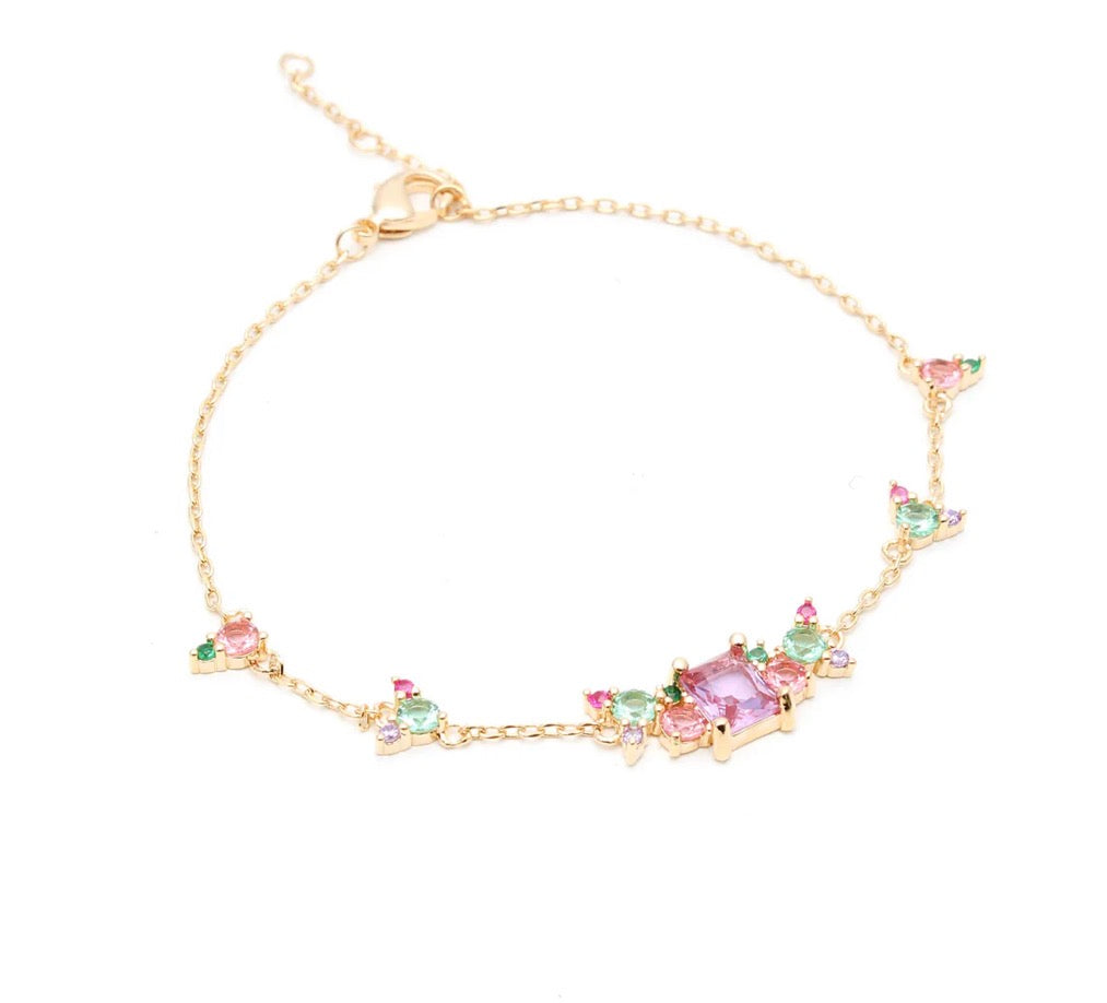 Crystal Amethyst/Pink Quartz/Green Amethyst Bracelet