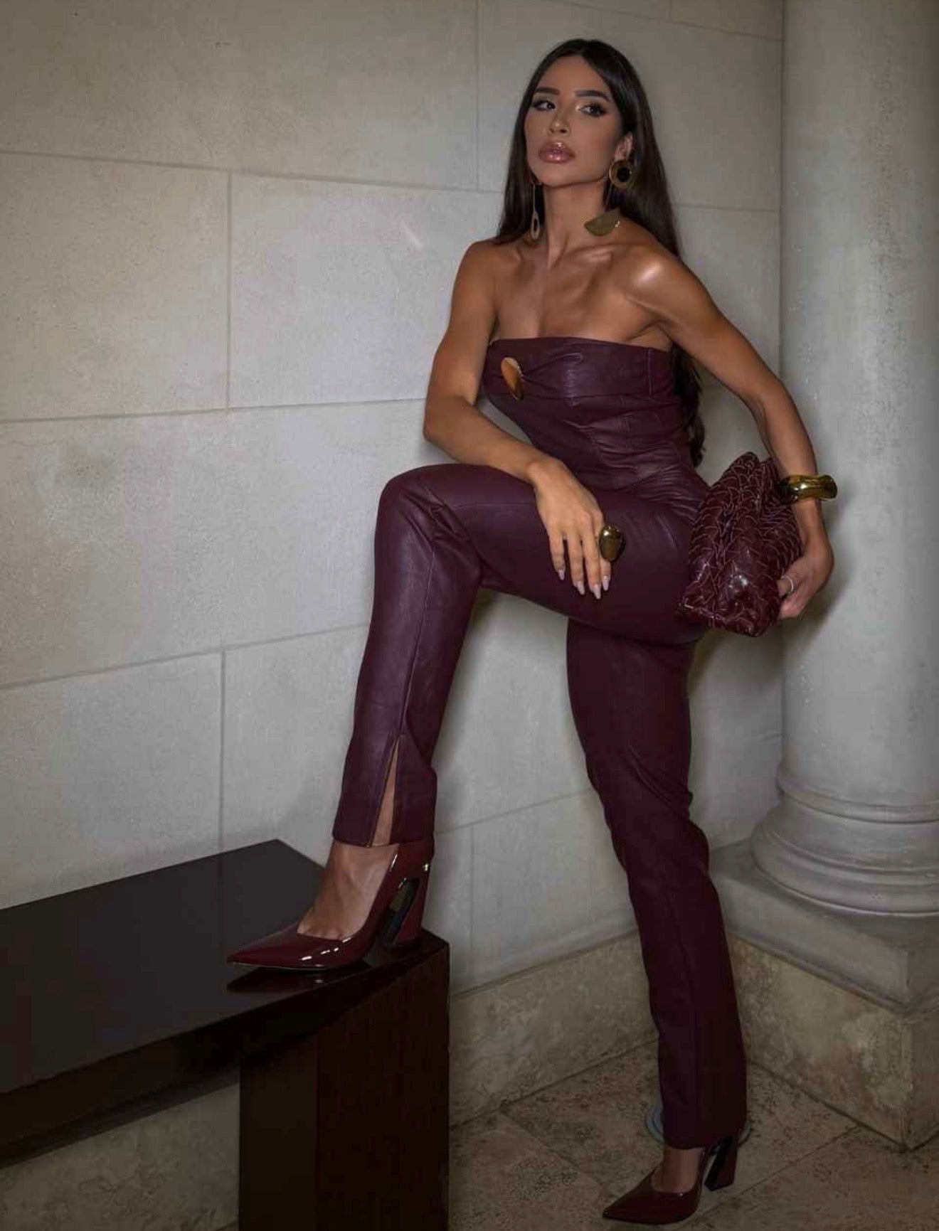 NATURA VIVA SET - Leather Cropped Top with Pants