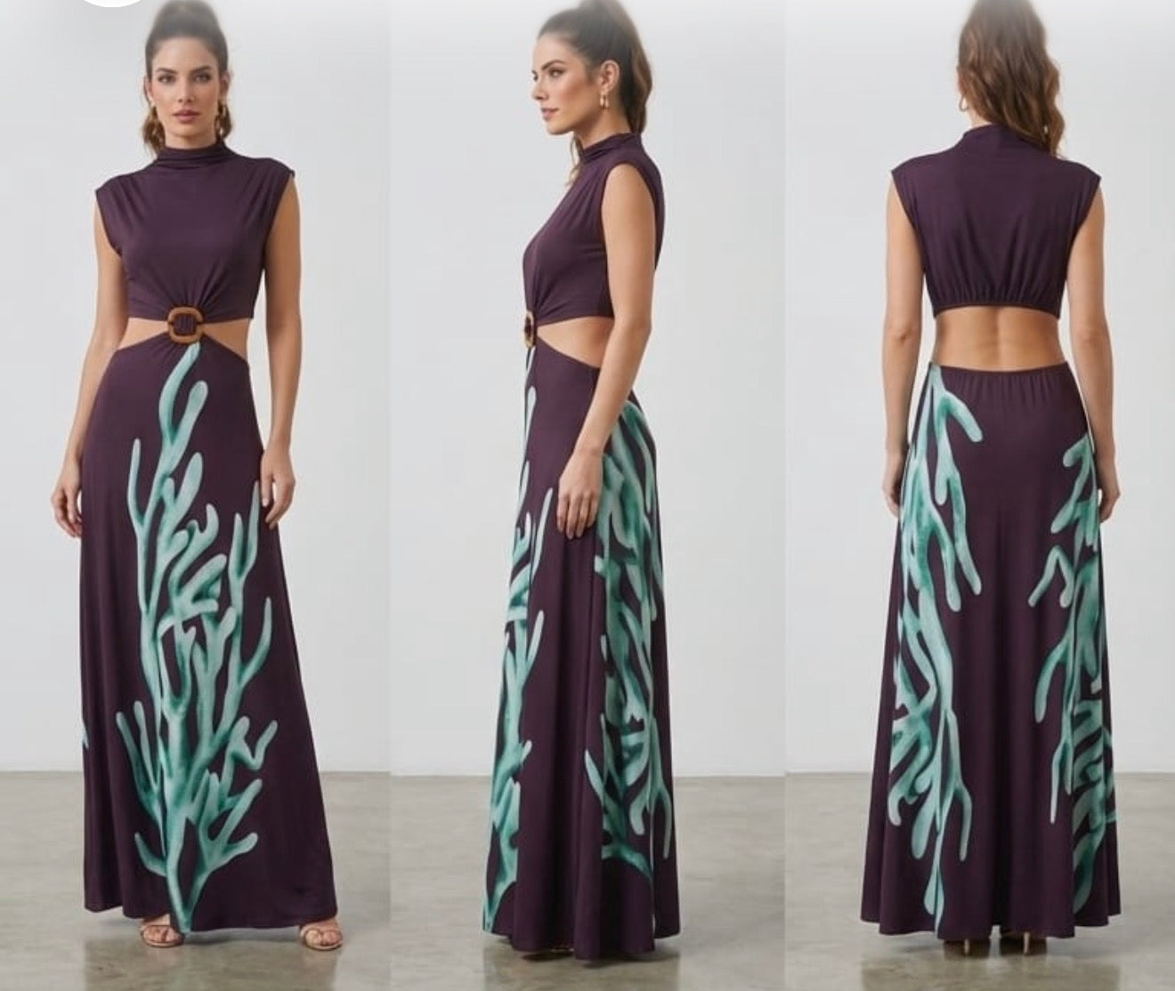 Anna Buckle Jersey Maxi Dress