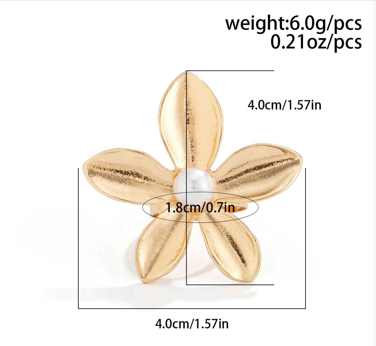 flower stainless steel pearl ring