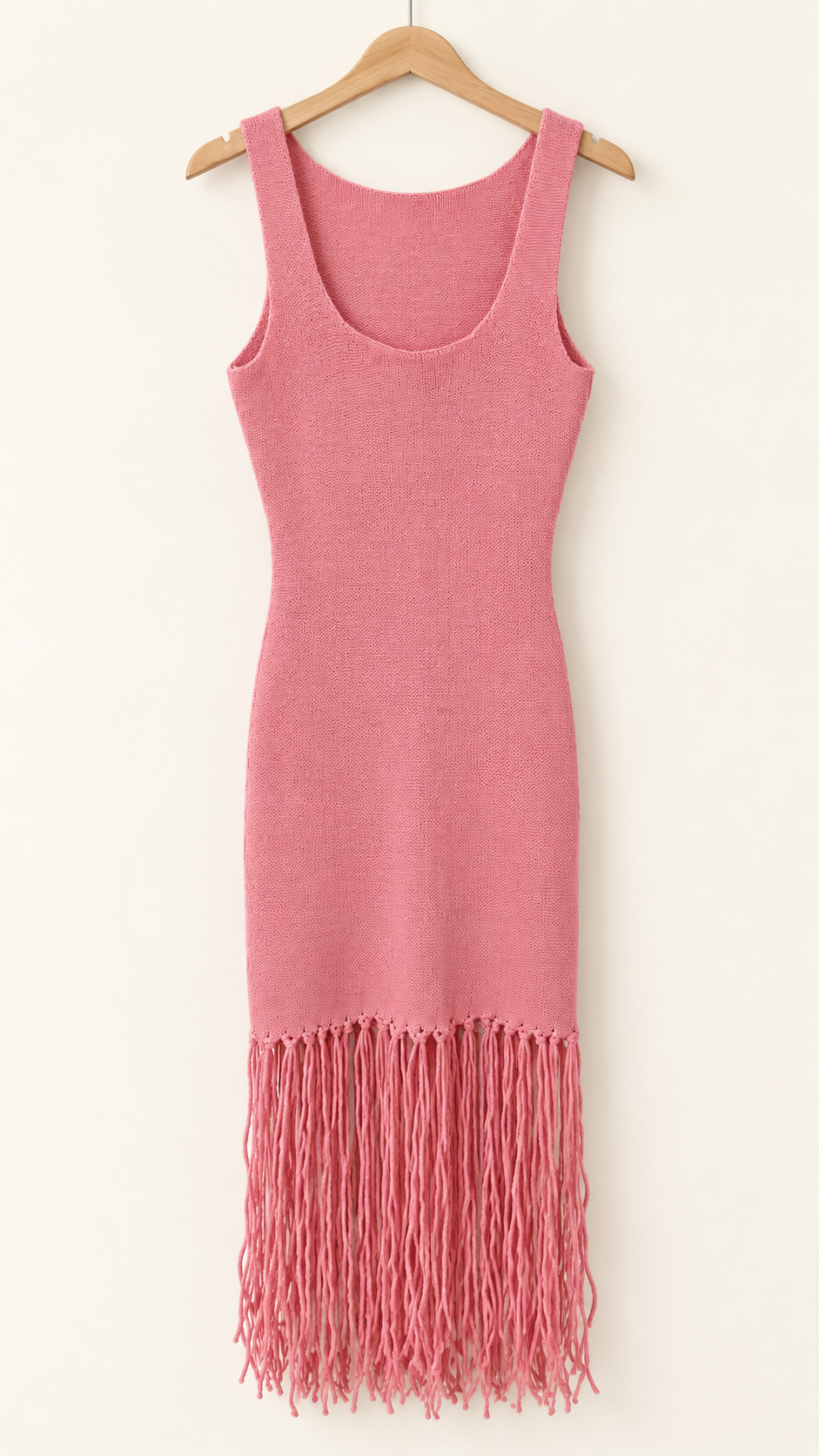 Blush Pink Fringe Knit Tunic