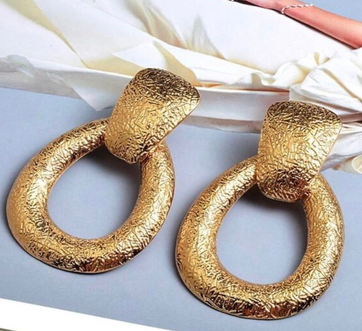 Gold Chunky Organic Earrings Dangle Statement