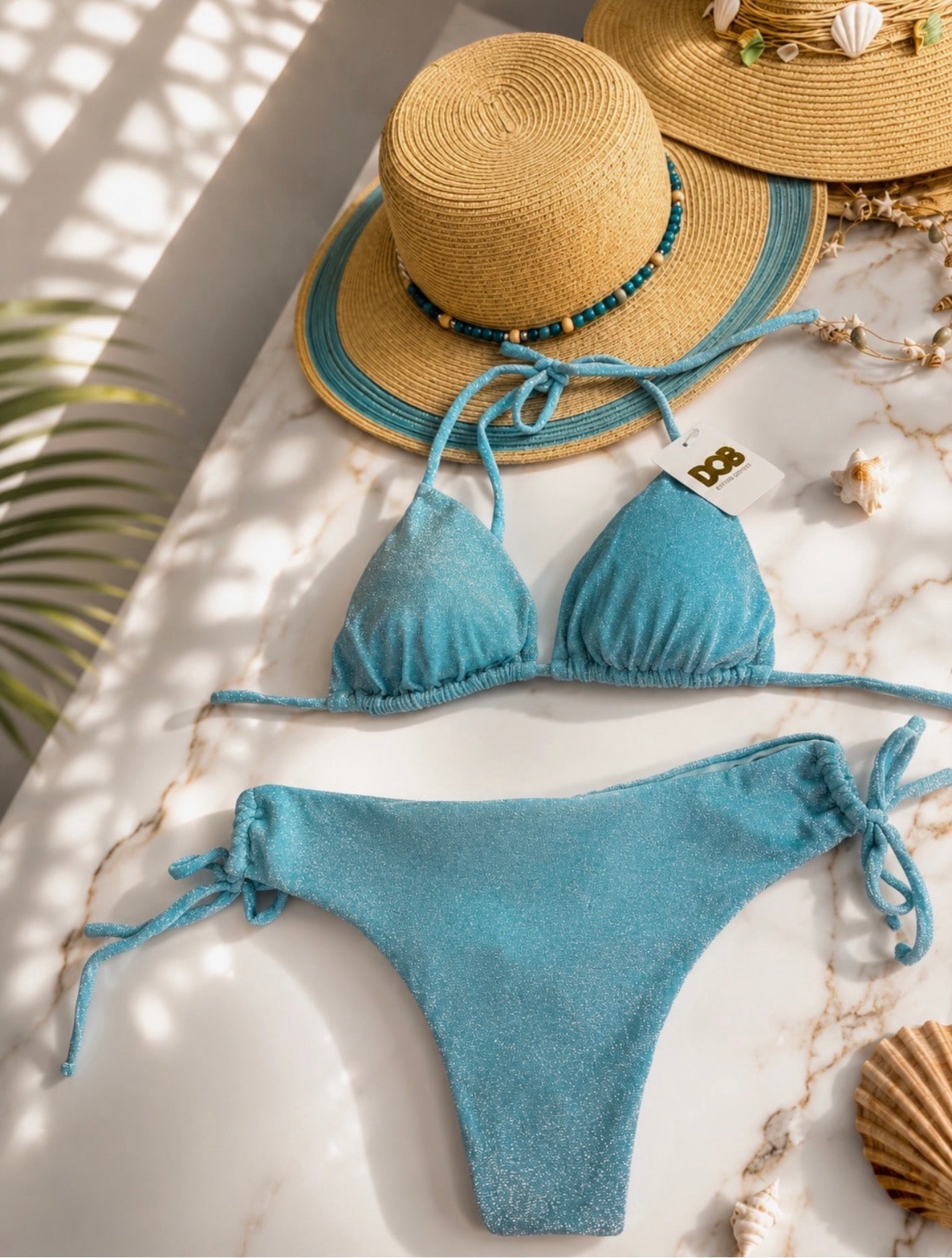 Aqua Shimmer Triangle Bikini Set