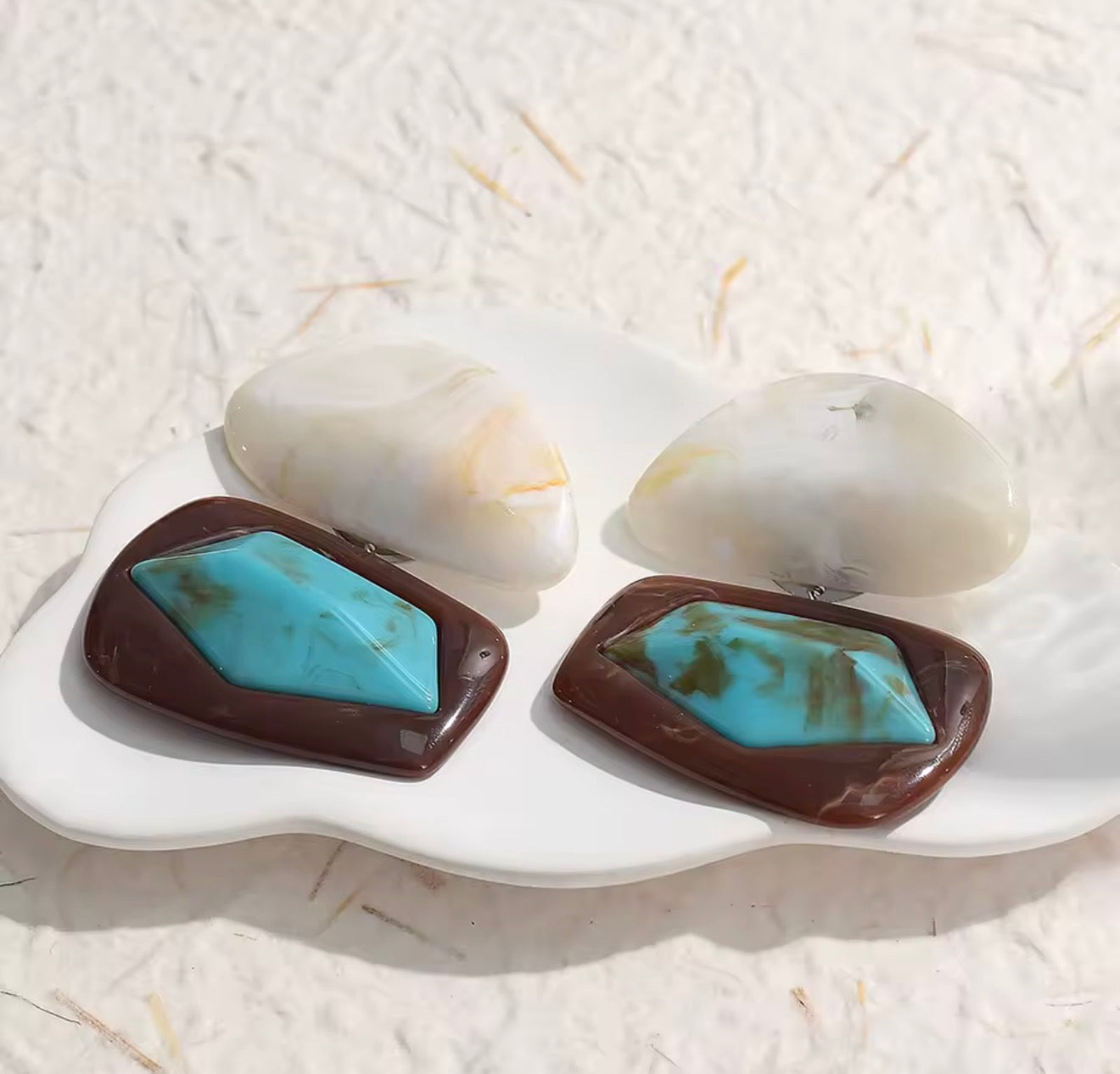 Vintage Turquoise Resin Drop Earrings