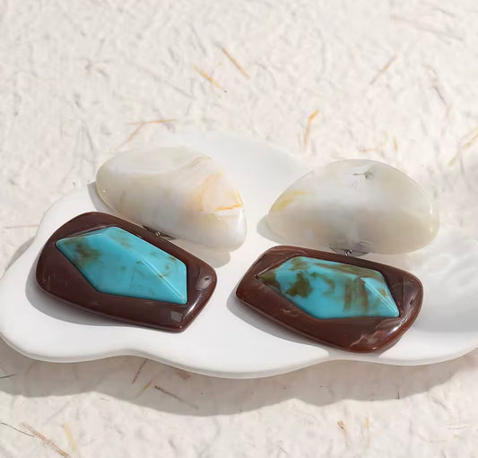 Vintage Turquoise Resin Drop Earrings