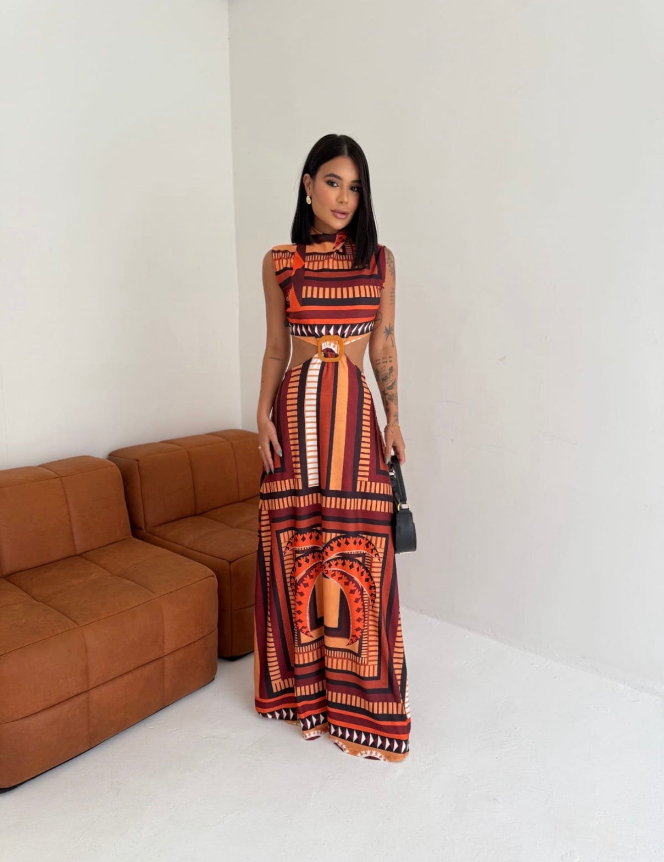 Ana Geometric Maxi Jersey Dress