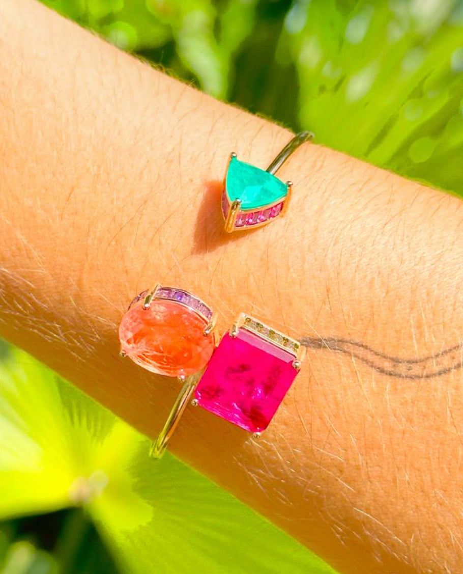 Bracelet with fusion stones and geometric shapes