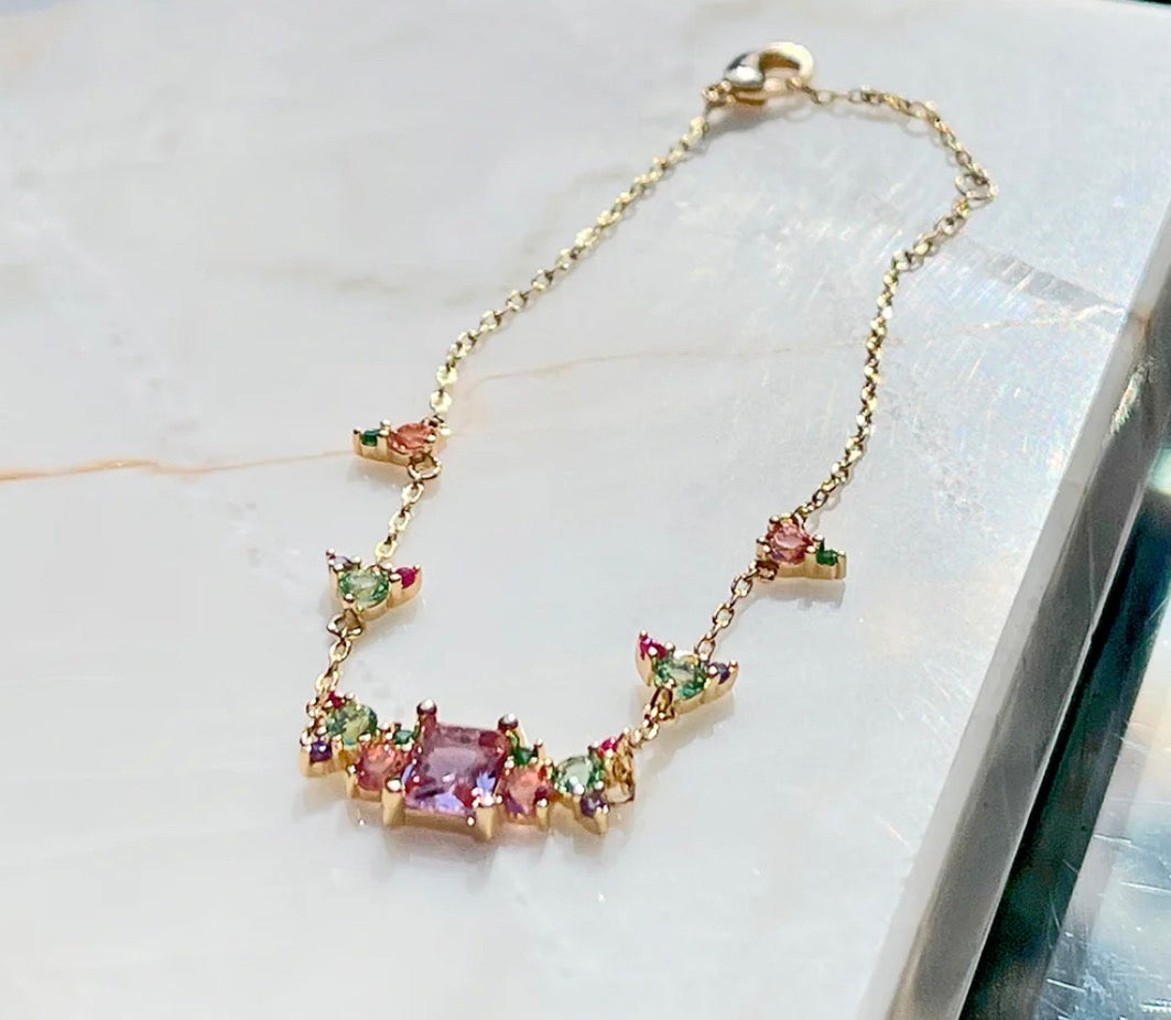 Crystal Amethyst/Pink Quartz/Green Amethyst Bracelet