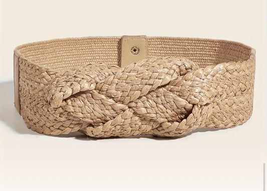 Vintage Braided Detail Boho Straw Belt