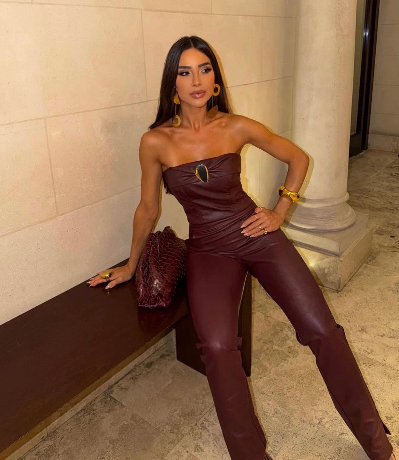NATURA VIVA SET - Leather Cropped Top with Pants