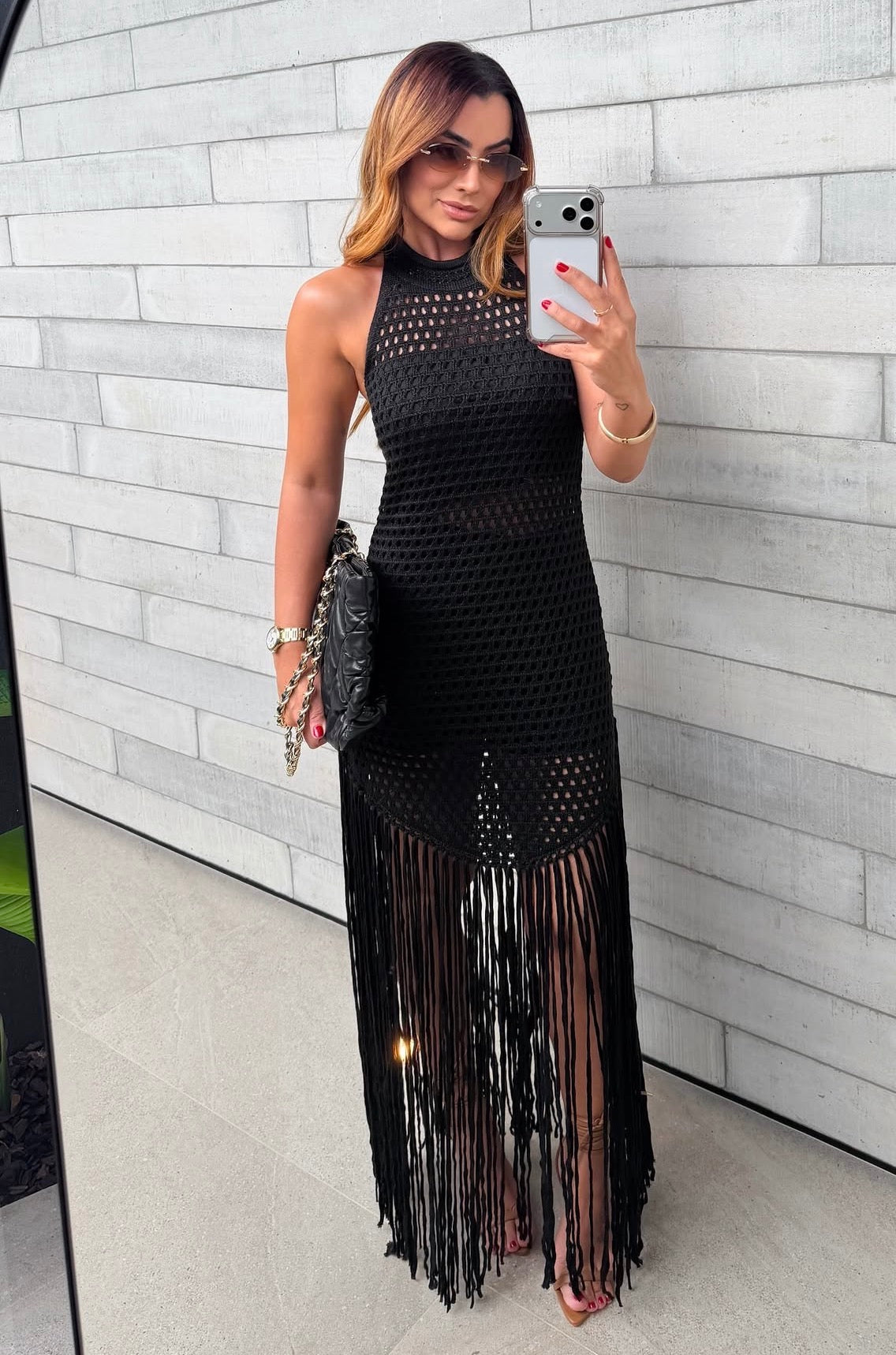 CARMELIA Crochet Fringe Dress