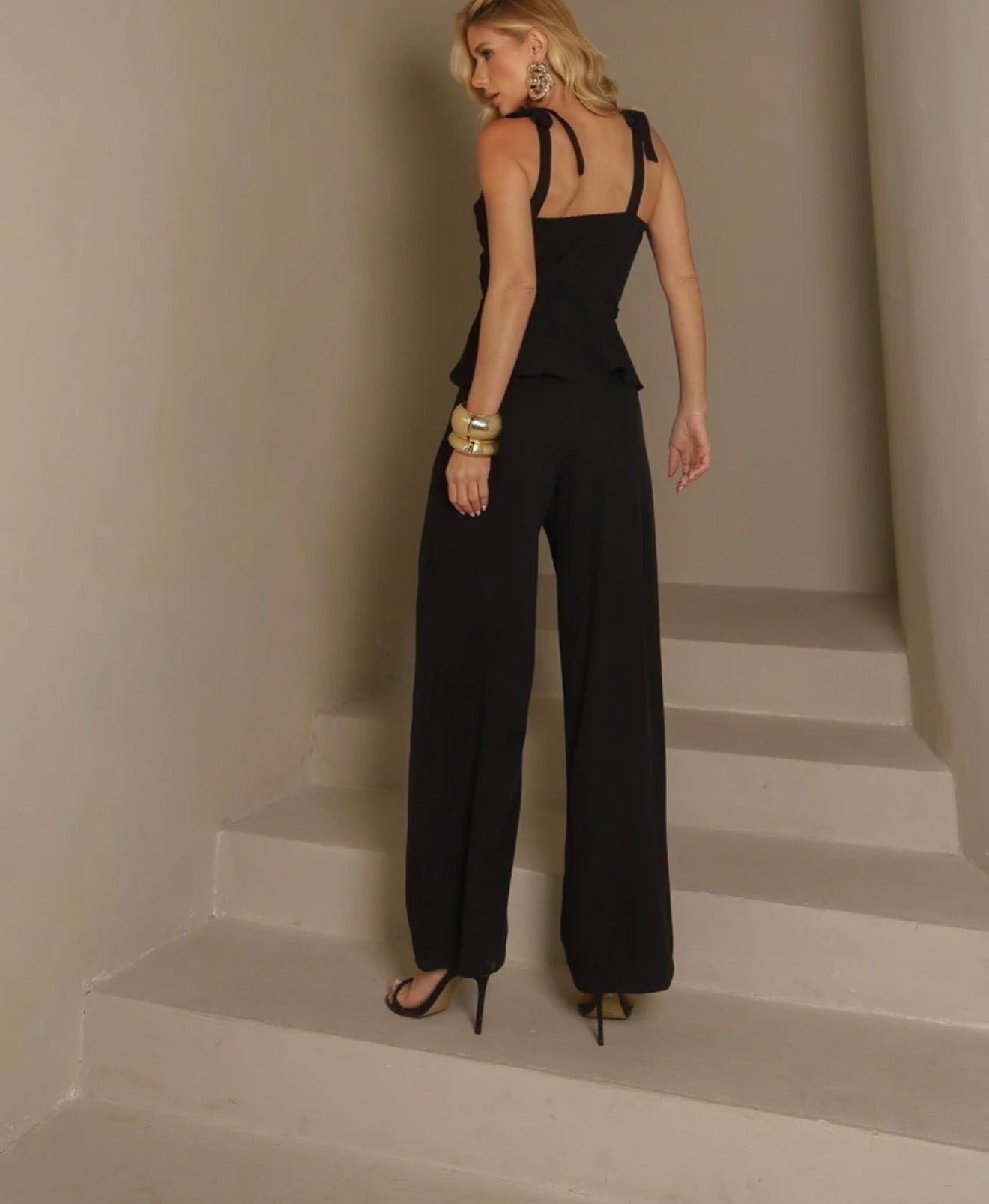Petra Tailored Peplum & Wide-Leg Pant Set