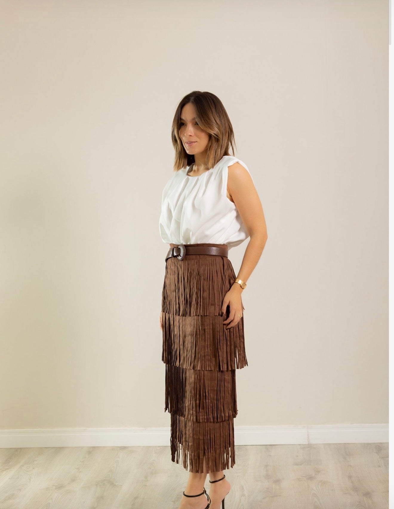 Women's Bodysuit with Front Folds and Light Shoulder Pads