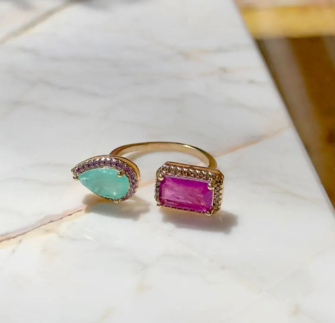 Tamara Emerald Turmaline Ring