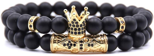 BLACK STONNE CZ CROWND GEMSTONE BEADS