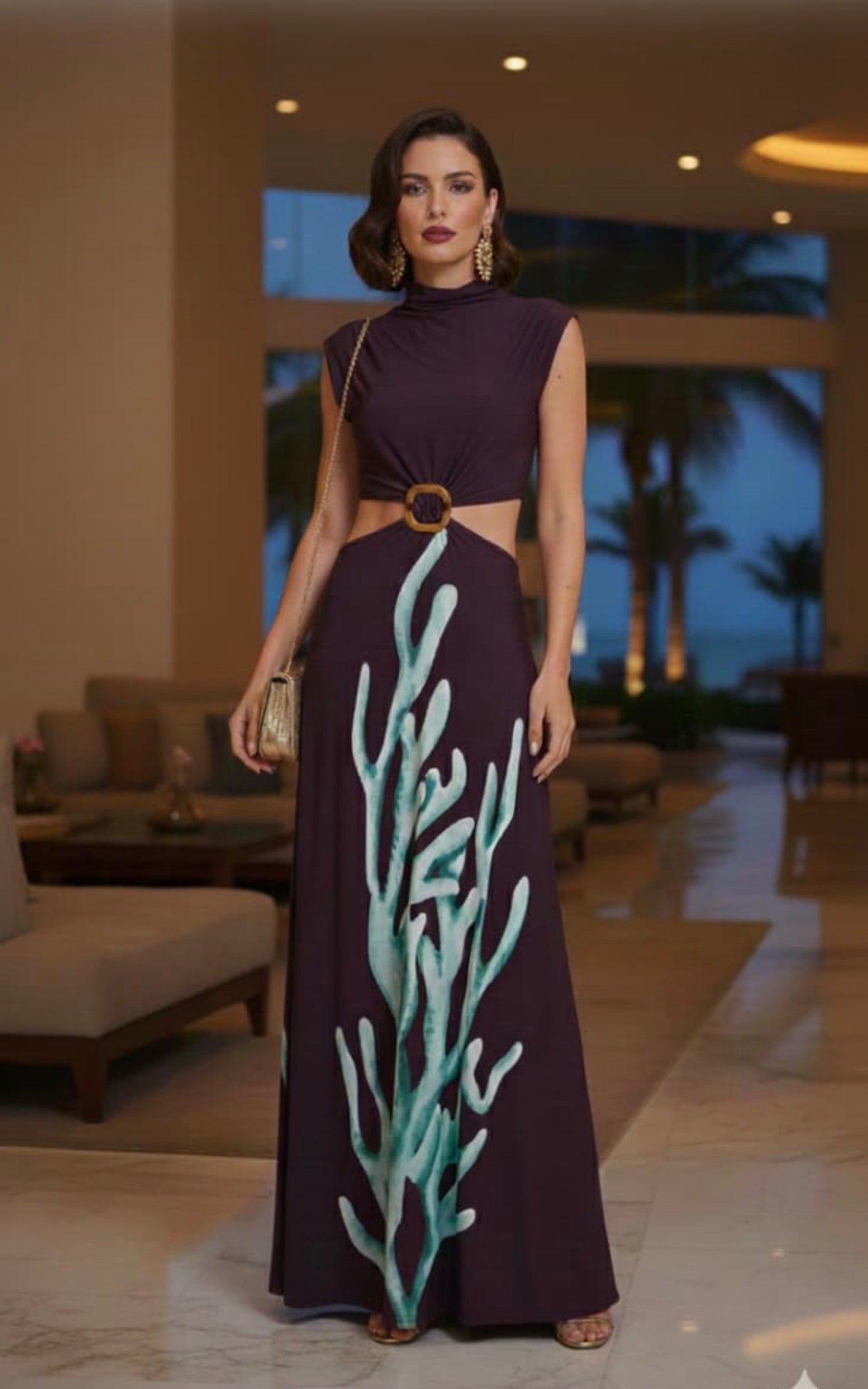 Anna  Buckle Jersey Maxi Dress