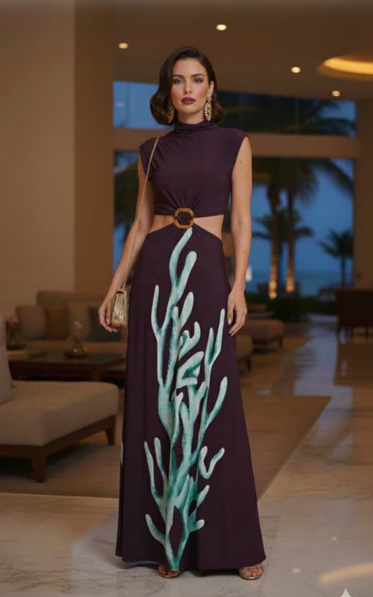 Anna  Buckle Jersey Maxi Dress