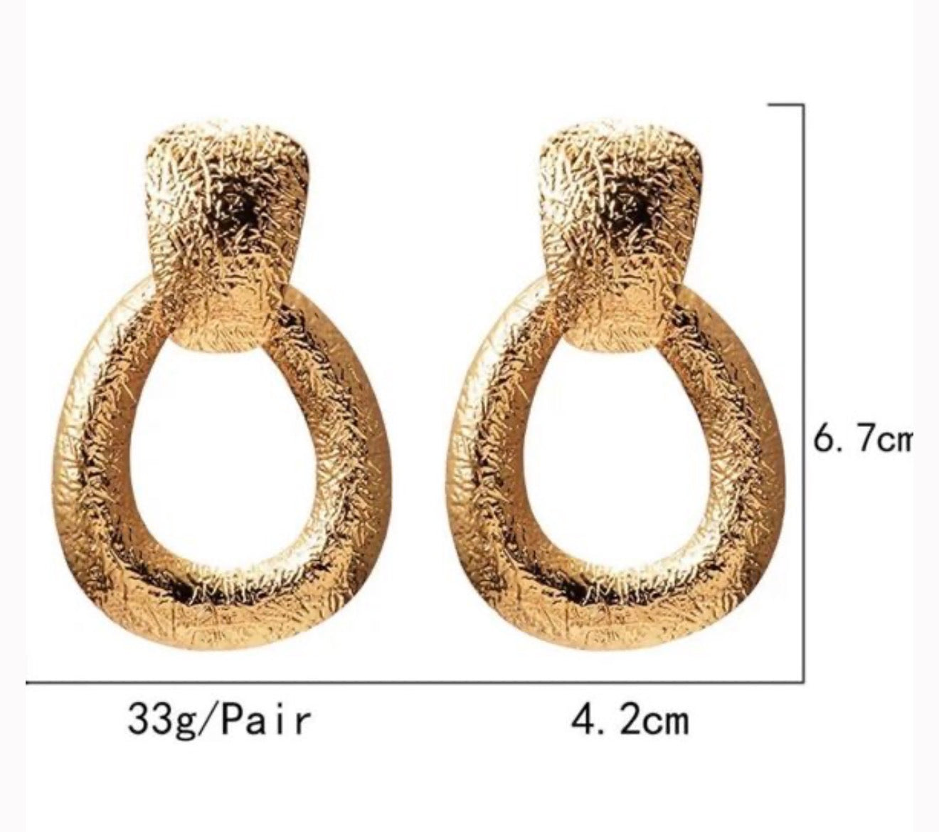 Gold Chunky Organic Earrings Dangle Statement