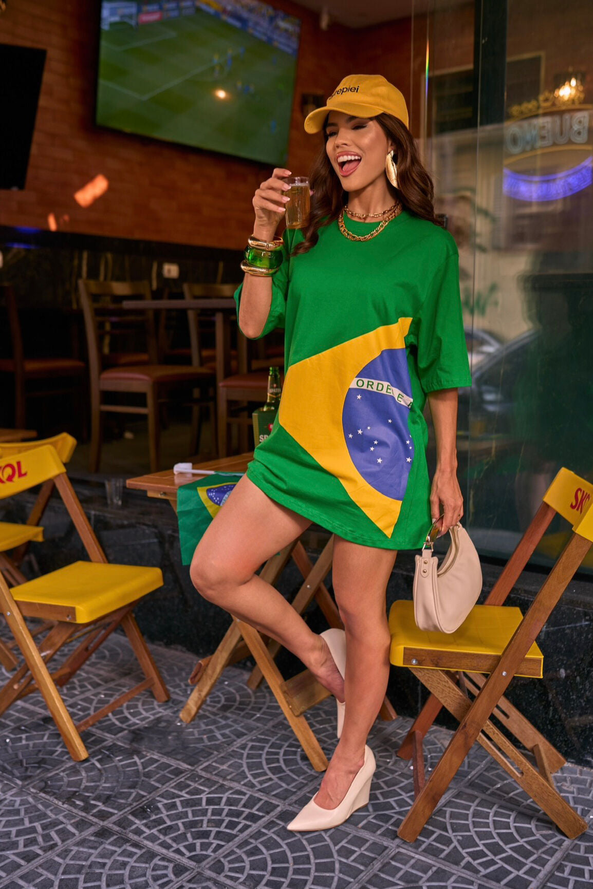 oversized Brazil flag t-shirt dress