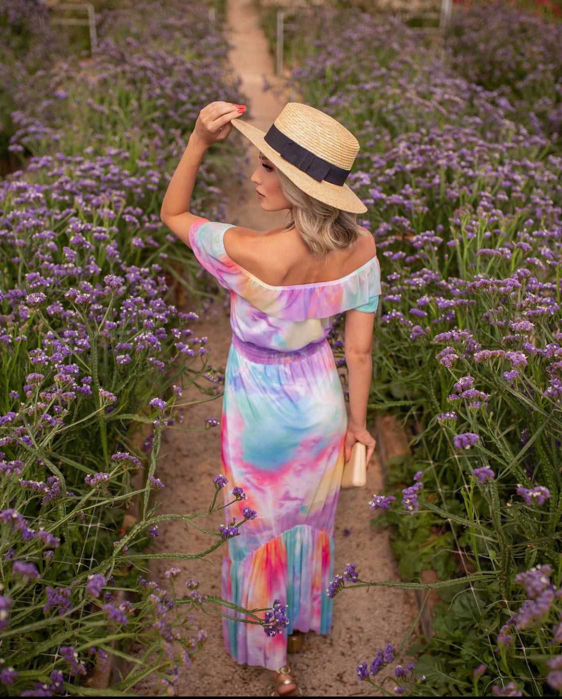 Tuli Ombré off shoulder tie-dye maxi dress