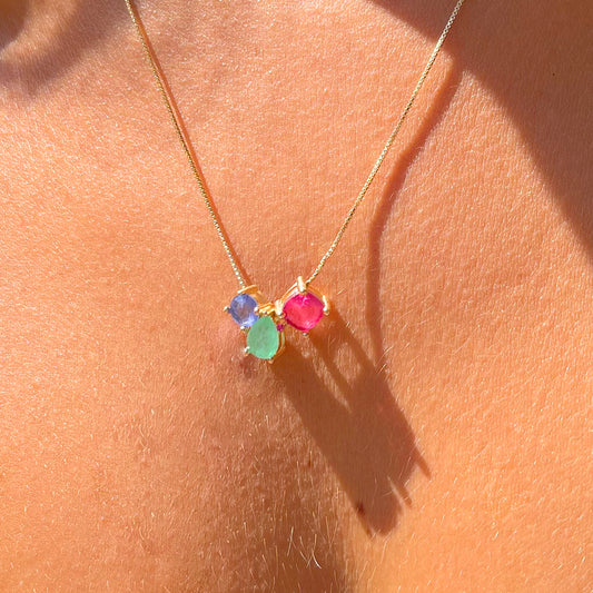 Tanzanite Fusion Necklace, Colombian Emerald Fusion Necklace, Pink Tourmaline Fusion Necklace, Forms Necklace
50 cm