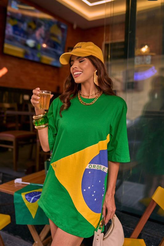 oversized Brazil flag t-shirt dress