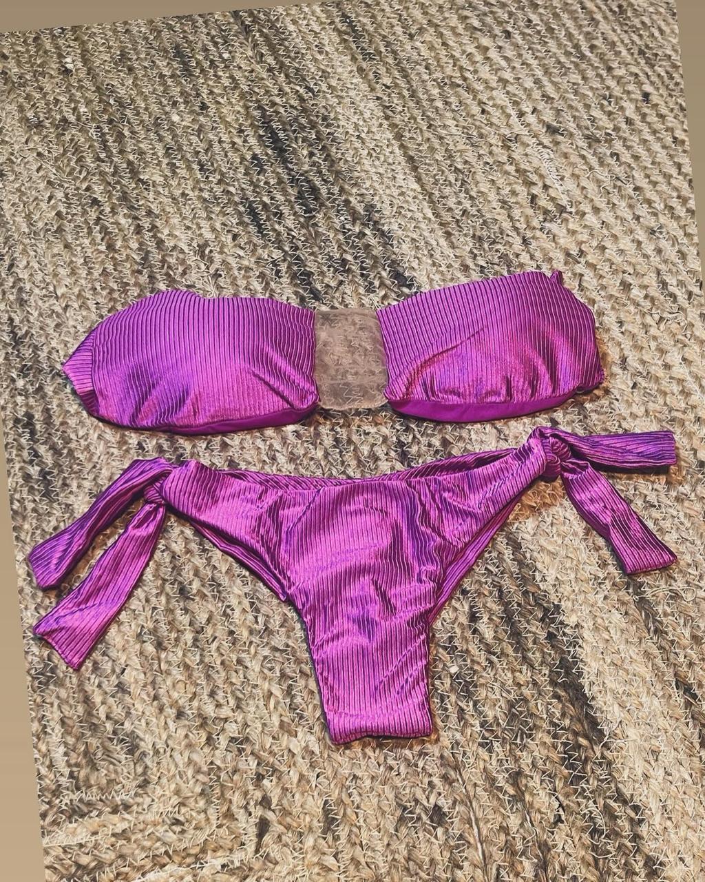 Bora Bora Tulle bandeau  Thong Wide Tie Side bikini set