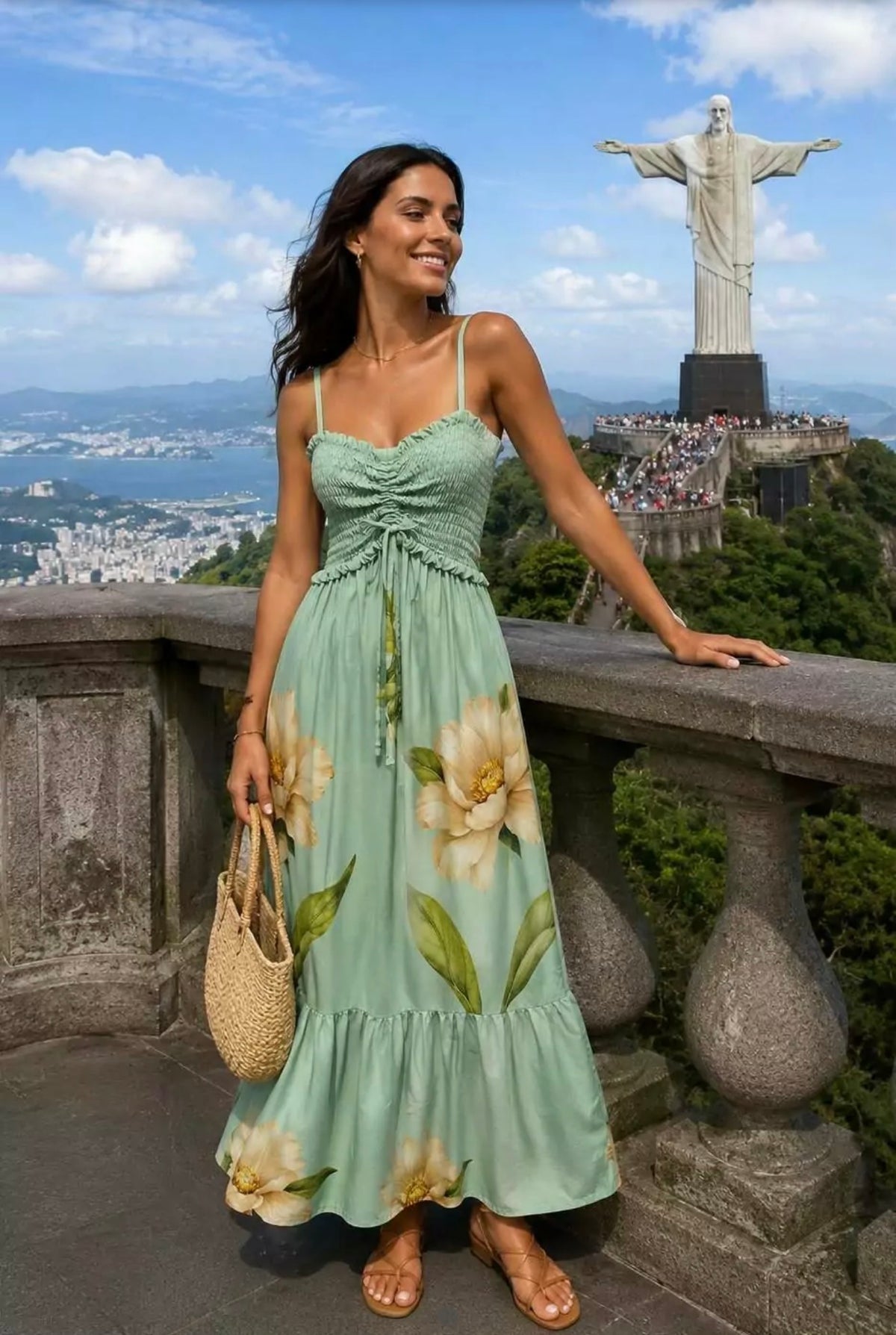 Mint Green Floral Maxi Dress
