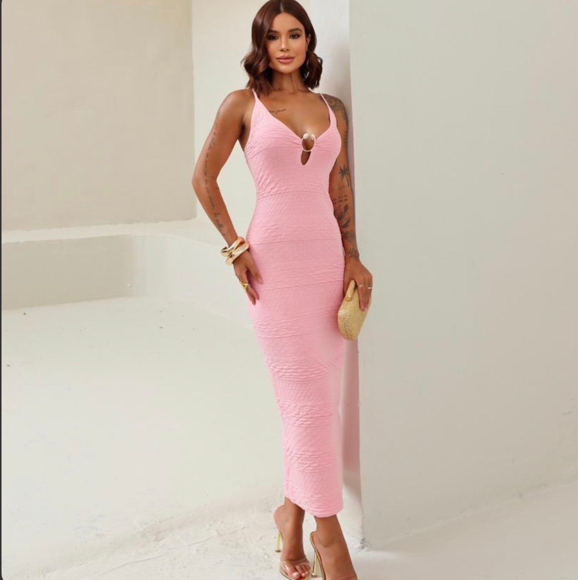 Ariane Cream Sculpt Midi Dress
