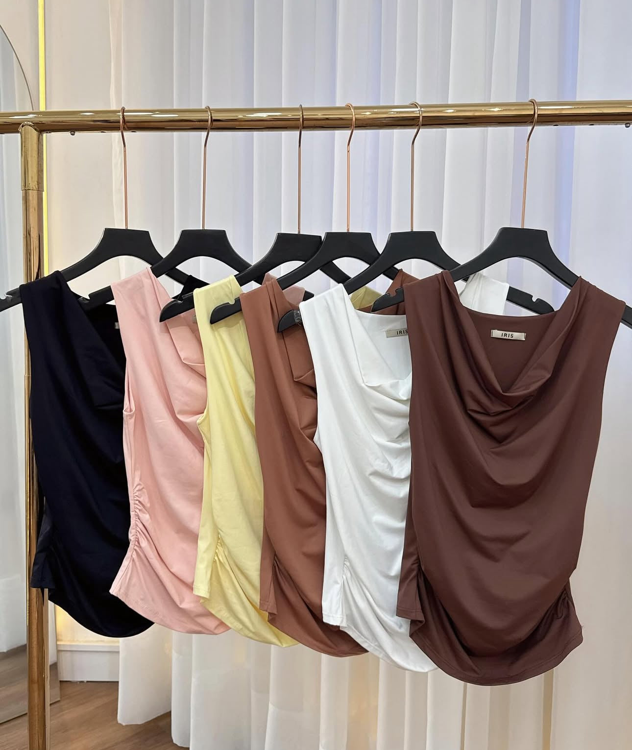 Ruffled Polyamide Blouse w/ Boba Collar