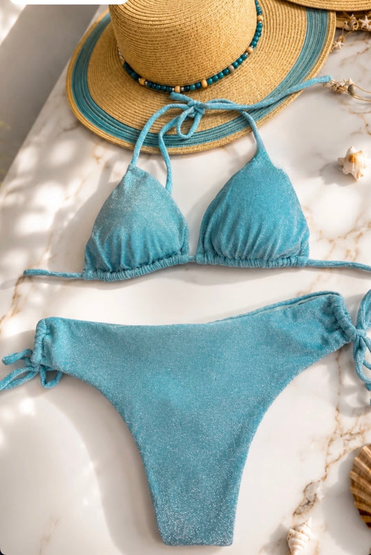 Ocean Sparkle Shimmer Triangle Bikini Set