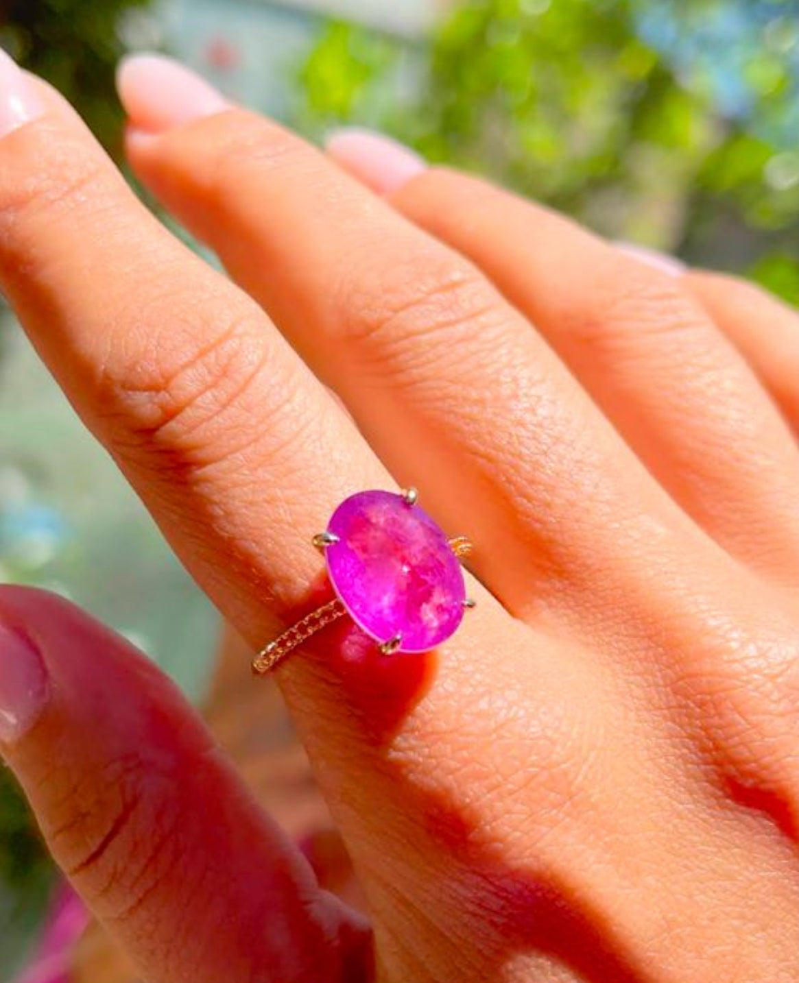 AMETHYST FUSION OVAL DROPS RING