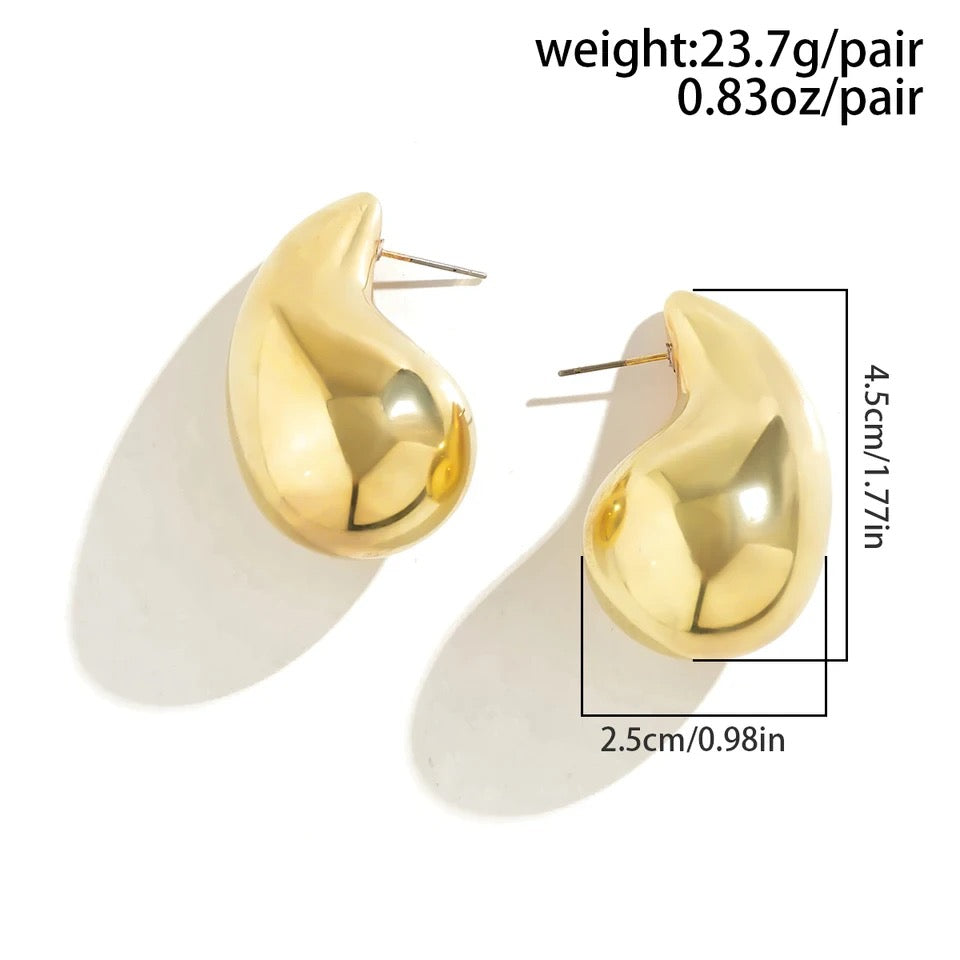 Glossy Chunky Water Drop Shaped Stud Earrings  Jewelry Simple Elegant Style Suitable For Women Daily Casual