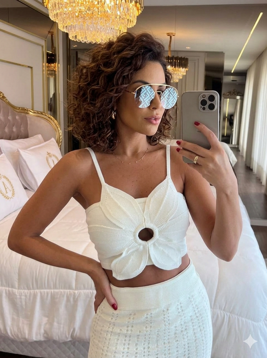 Amaryllis Flower Cropped Top