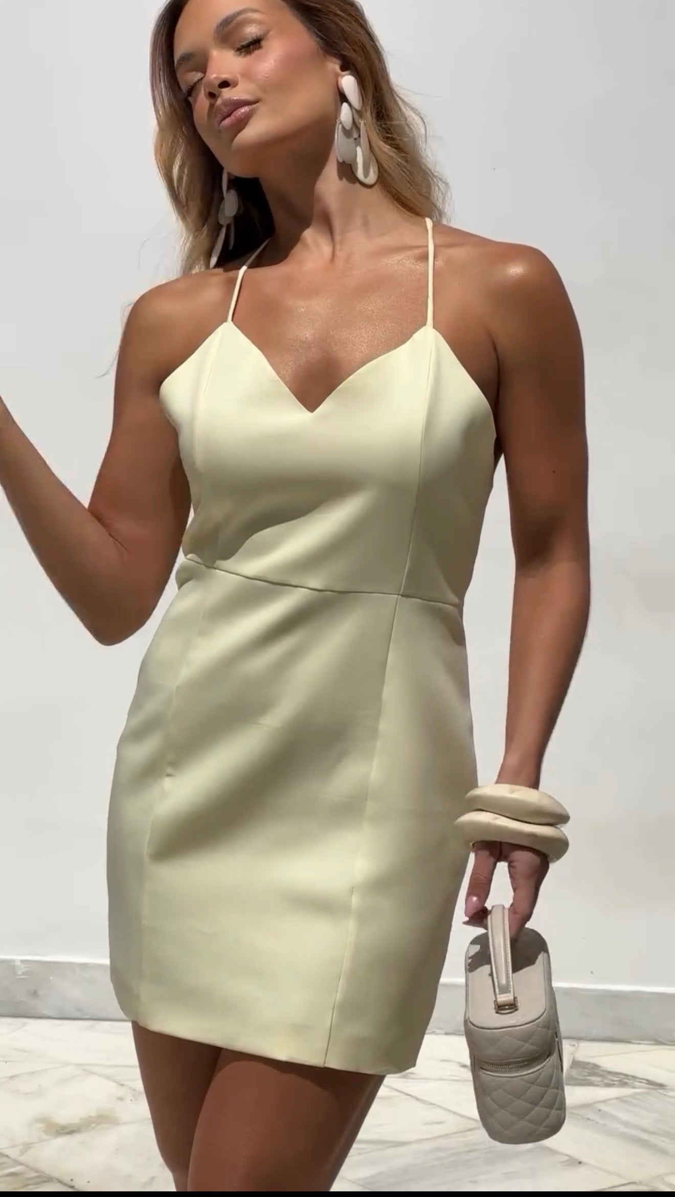 Diana Mini Dress in Light Yellow