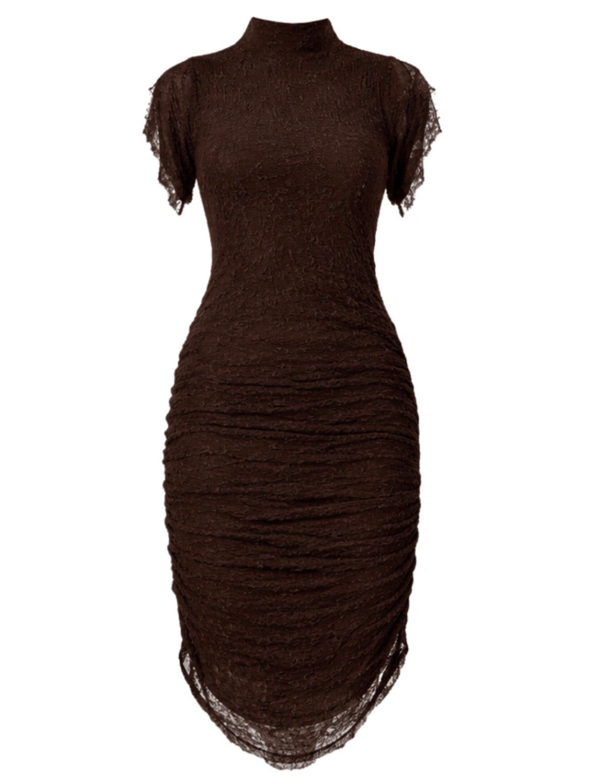 Midi Lacedress with ruffles , neckline and straps