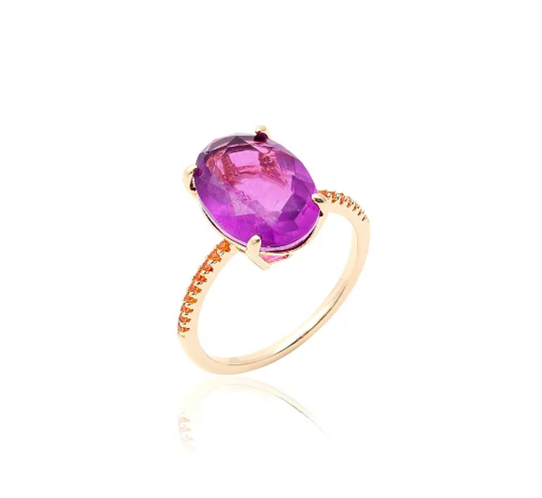 AMETHYST FUSION OVAL DROPS RING