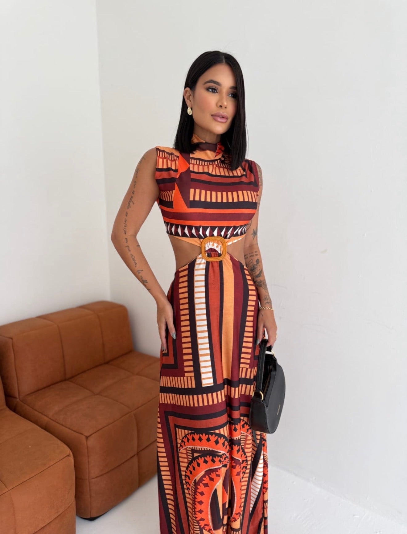 Ana Geometric Maxi Jersey Dress
