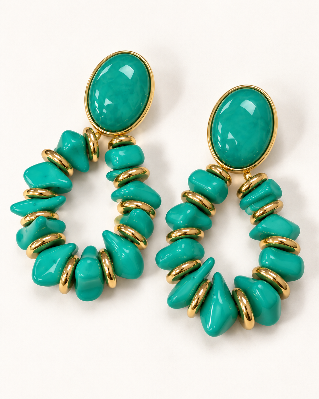 Turquoise & Gold-Tone Statement Drop Earrings