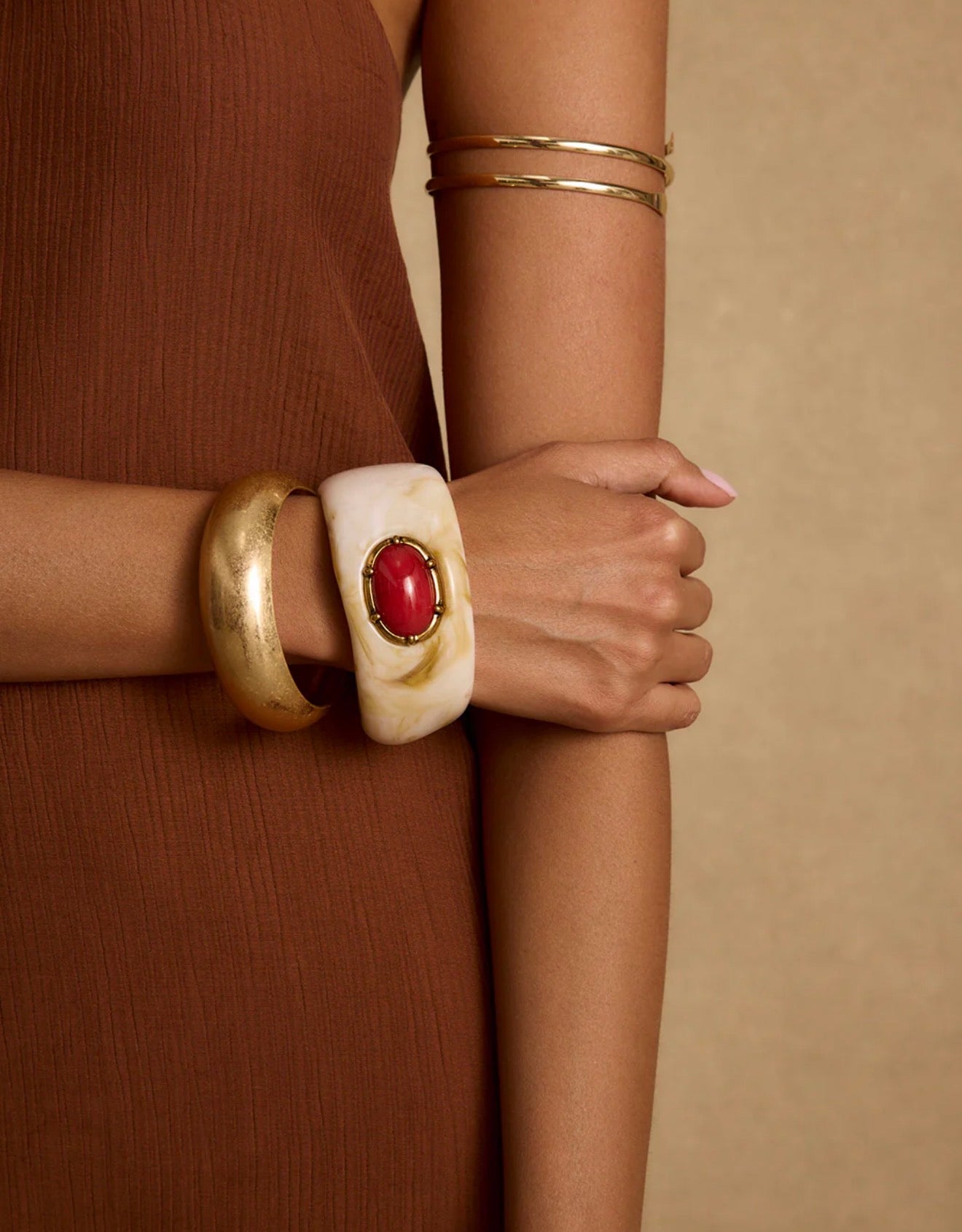 Solstice Gold and Stone Bangle Bracelete
