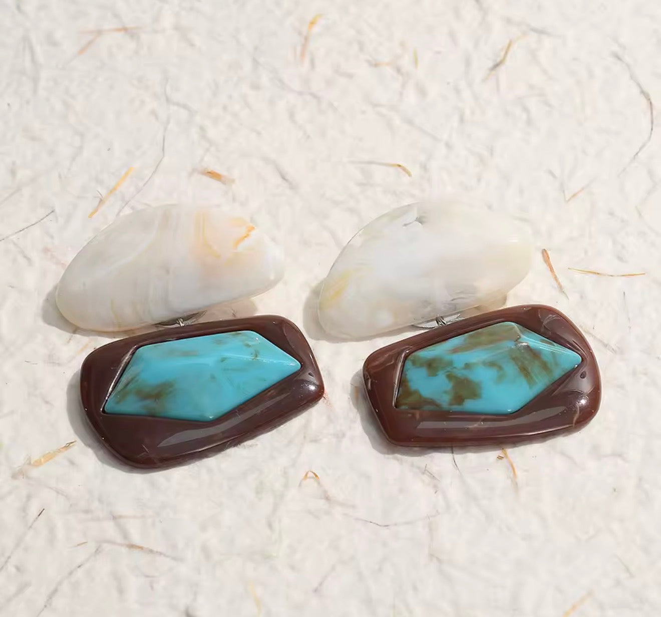 Vintage Turquoise Resin Drop Earrings