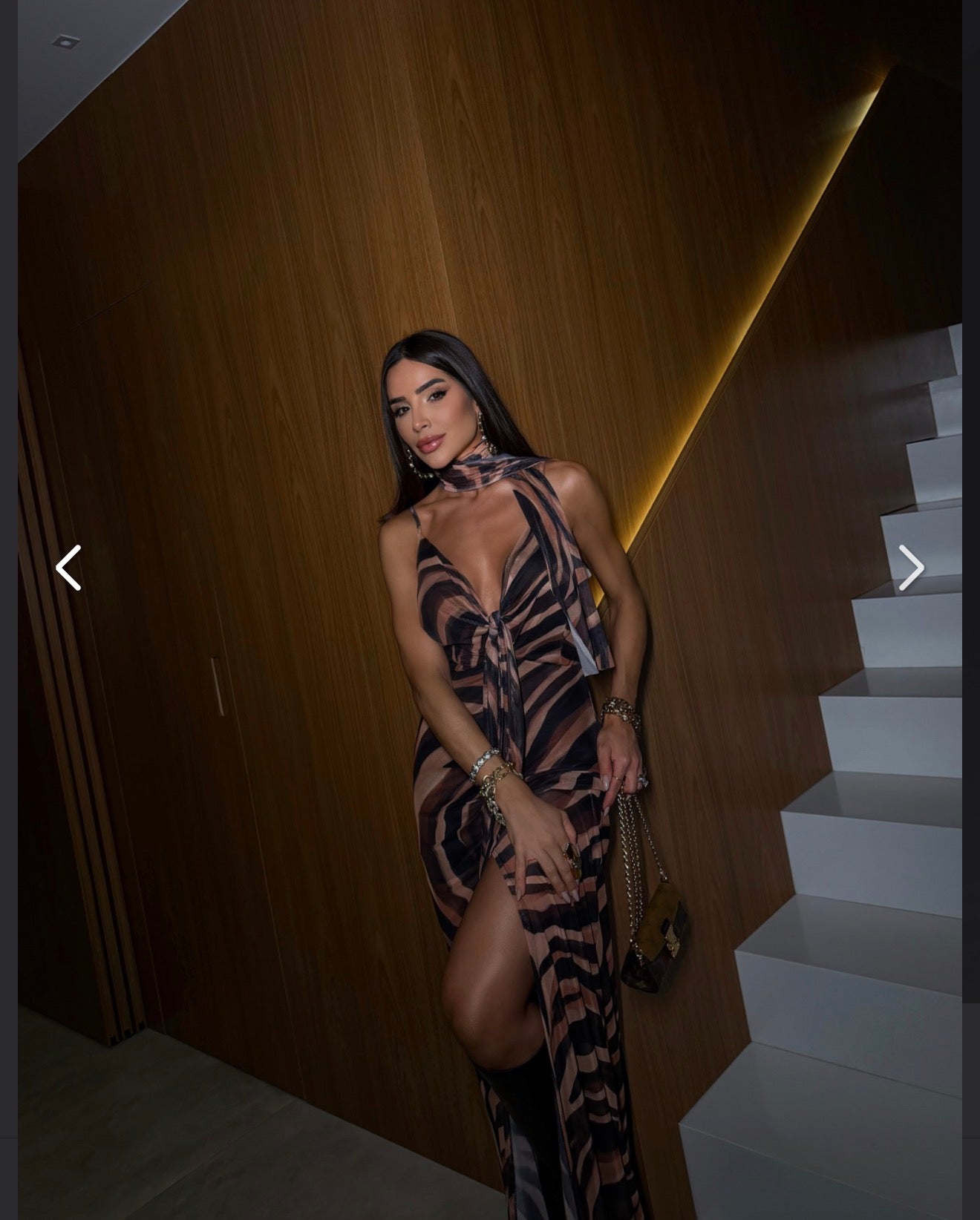 CLARITY DRESS - Long Animal Print with Scarf