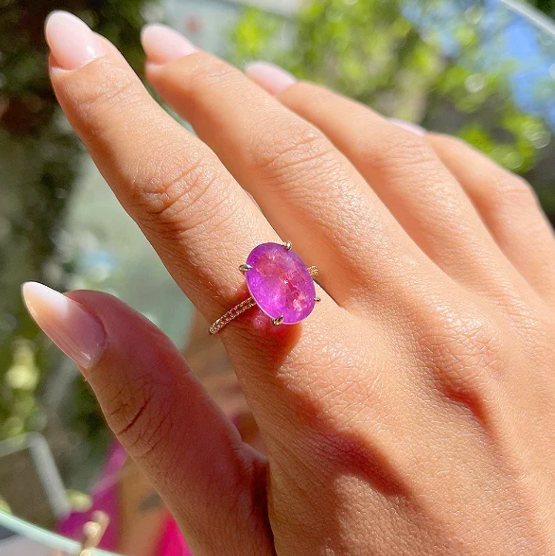 AMETHYST FUSION OVAL DROPS RING