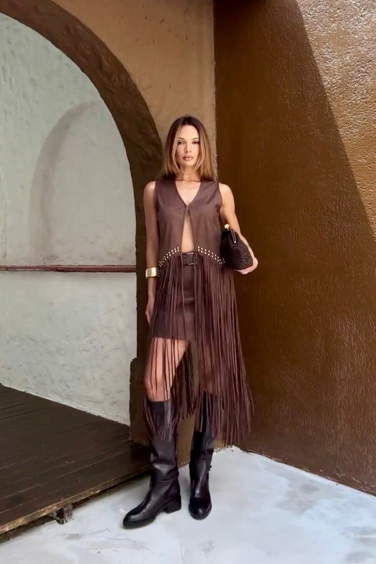 Colete Texas Fringe Brown