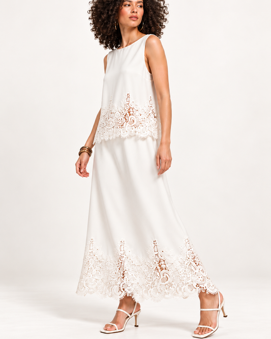 Isabelle Lace-Trim Skirt  Set
